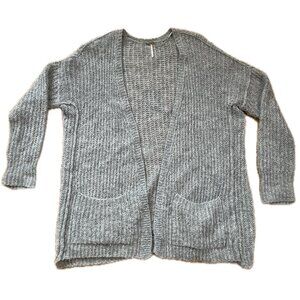 Free People Alpaca Blend Cardigan Medium Open Front Waterfall Soft Minimalist